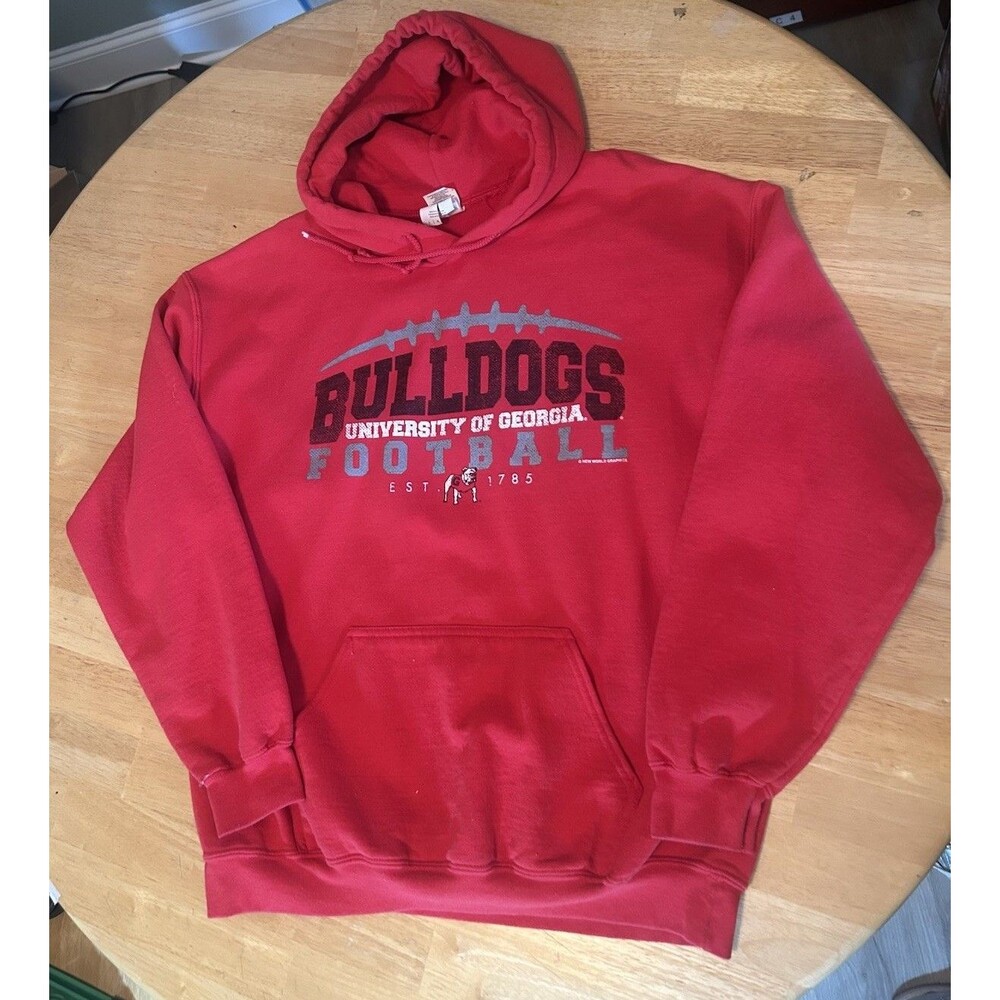 UGA Bulldogs Football Red Hoodie Womens LRG Gildan Heavy Blend Pullover Georgia - Picture 12 of 13